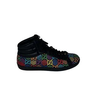 GUCCI Ace Supreme High Top Psychedelic Black Sneakers Size 11